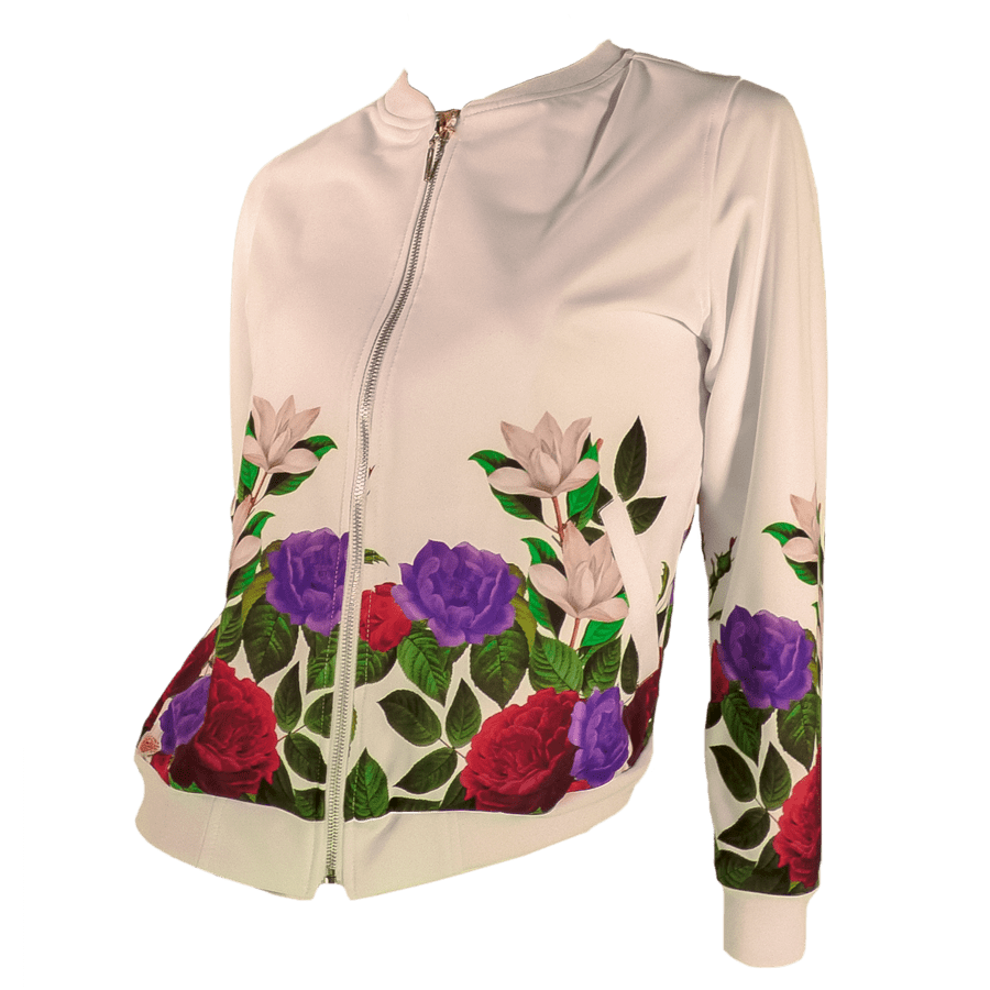Chaqueta Blanca con estampado Floral cuello redondo - Imagen 2